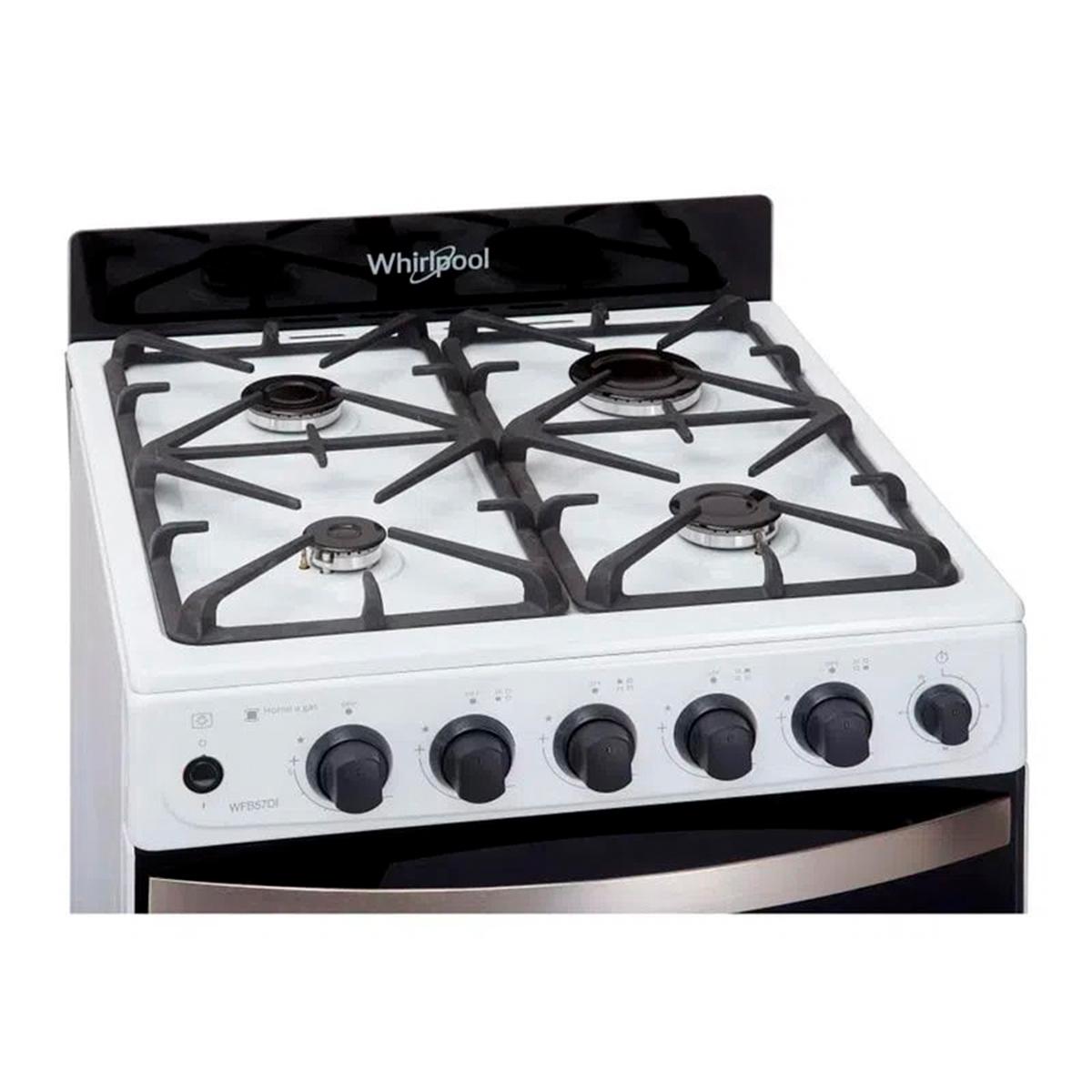 Cocina Whirlpool 55cm Blanca Rejillas de Hierro Fundido WFB57DIDNA